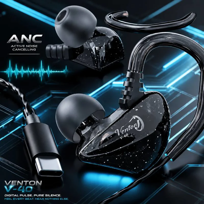 هدفون سیمی ونتون مدل V‑40 با اتصال Type‑C