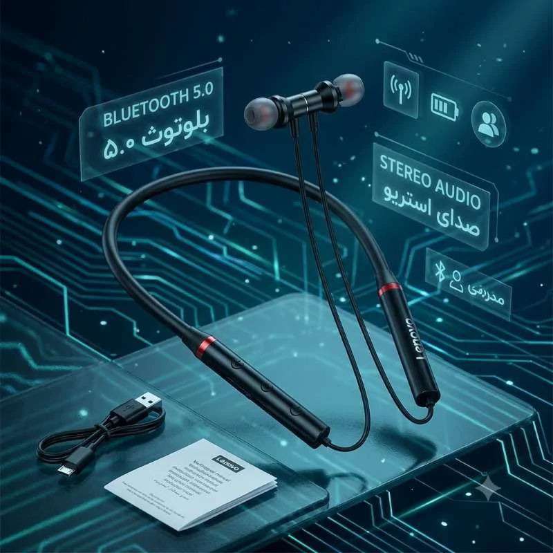 هندزفری بلوتوثی دور گردنی لنوو مدل HE05X