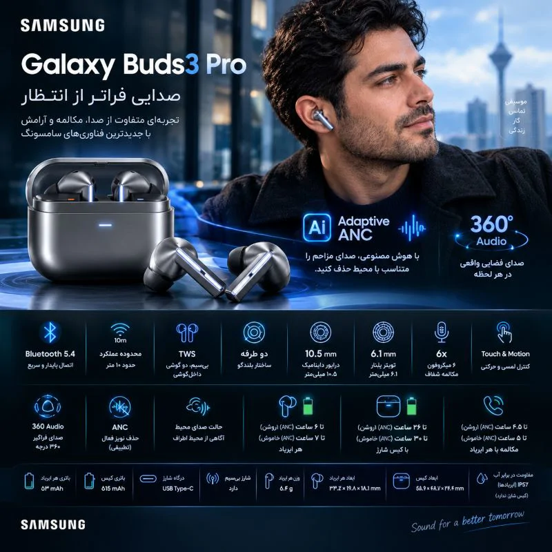 هدفون بی سیم سامسونگ مدل Galaxy Buds3 Pro